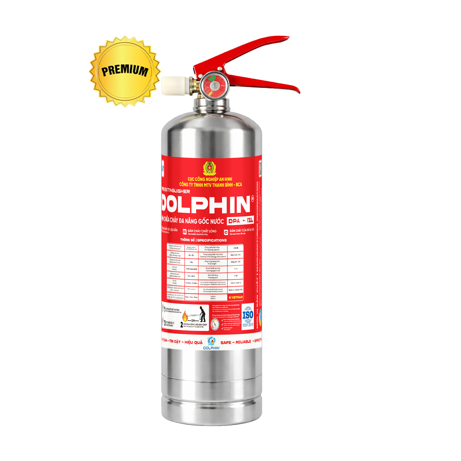 Bình chữa cháy đa năng gốc nước Dolphin - DPA-I1L Premium - BÌNH 1 LÍT